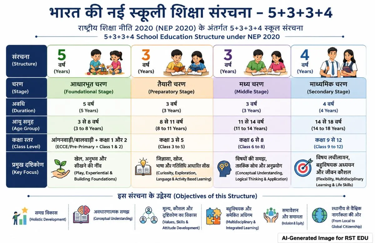 NEP 2020 का 5+3+3+4 School Education Structure