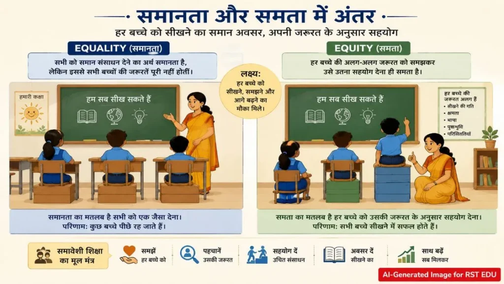 समावेशी शिक्षा में समानता और समता का अंतर