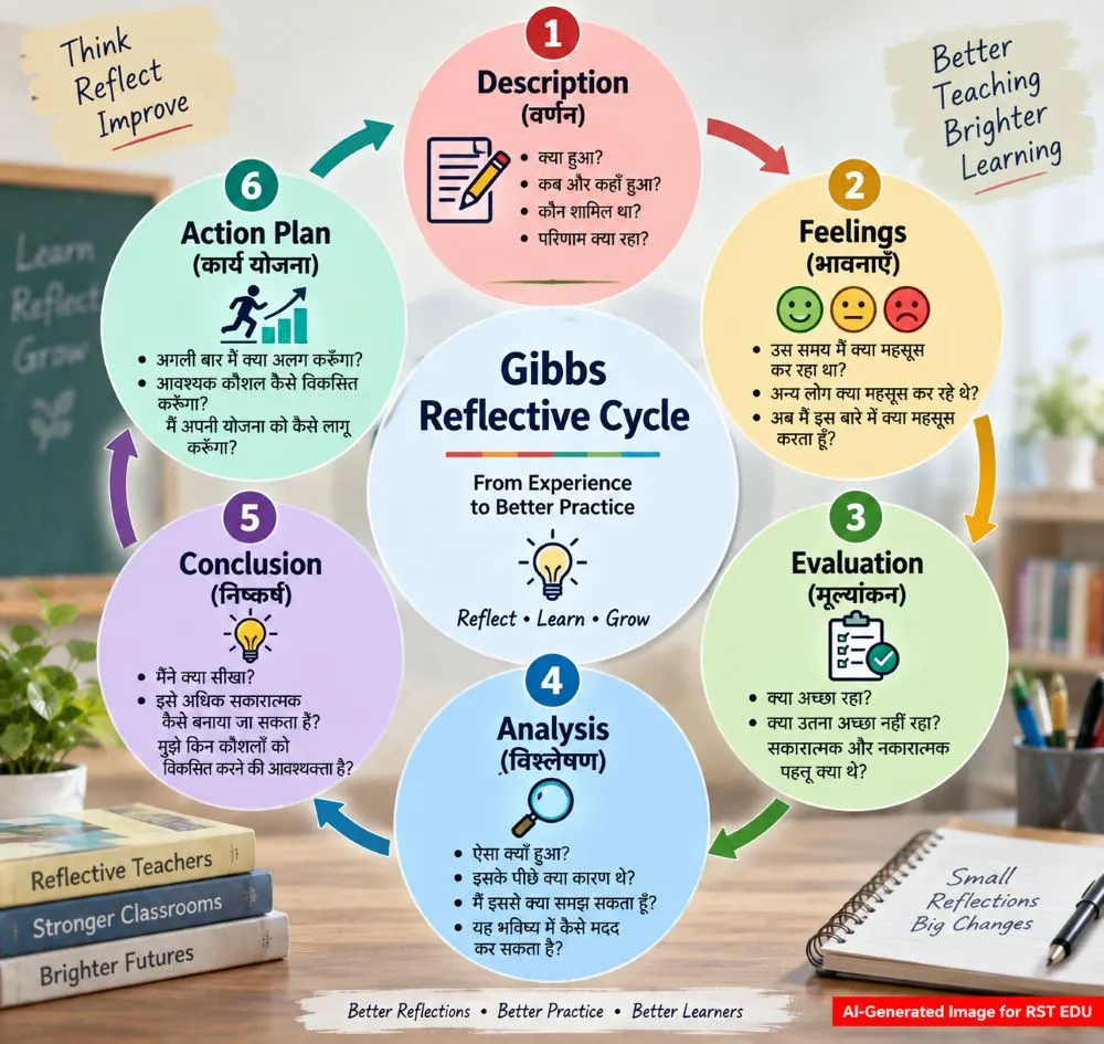 Gibbs Reflective Cycle के छह चरण