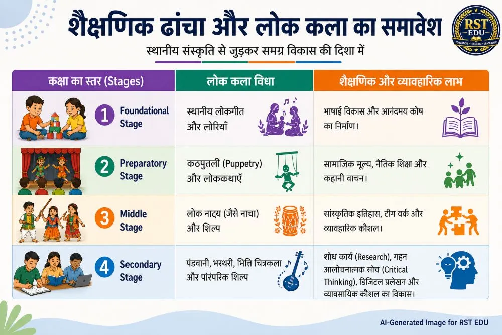 शैक्षणिक ढांचा और लोक कला का समावेश