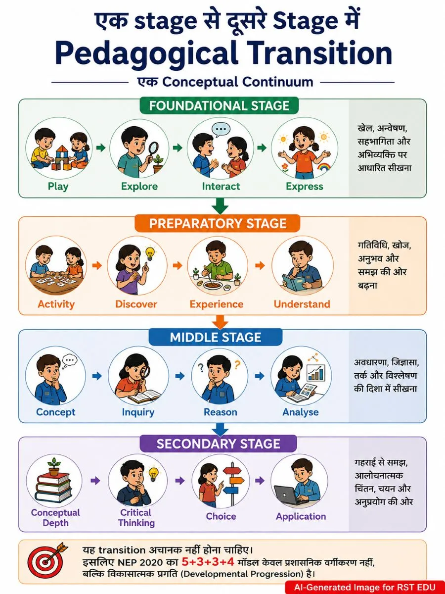 एक Stage से दूसरे Stage में Pedagogical Transition: NEP 2020 की developmental progression
